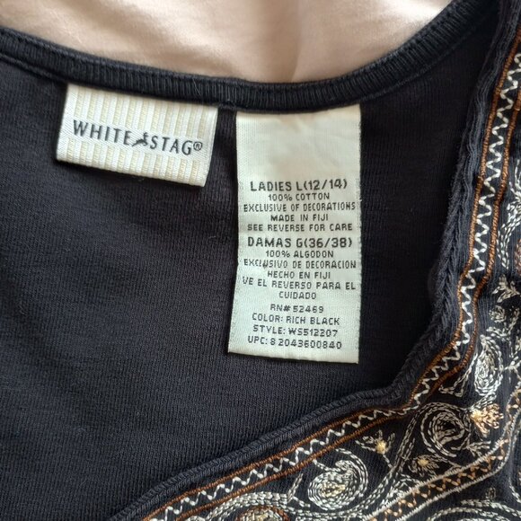 Black Boxy Tee Boho Paisley Top 90s Does 70s Stevie Nicks Western Grunge - Picture 2 of 5